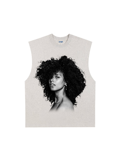 THE DRIZZLED | ALICIA KEYS BLK & WHT TANK TOP