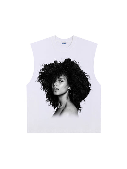 THE DRIZZLED | ALICIA KEYS BLK & WHT TANK TOP