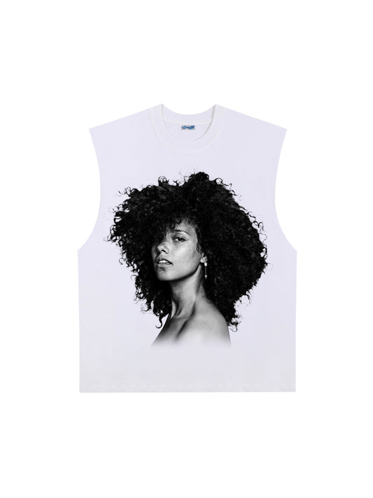 THE DRIZZLED | ALICIA KEYS BLK & WHT TANK TOP