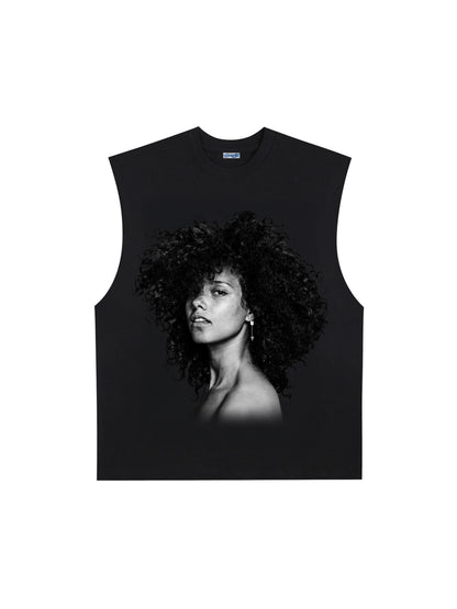 THE DRIZZLED | ALICIA KEYS BLK & WHT TANK TOP