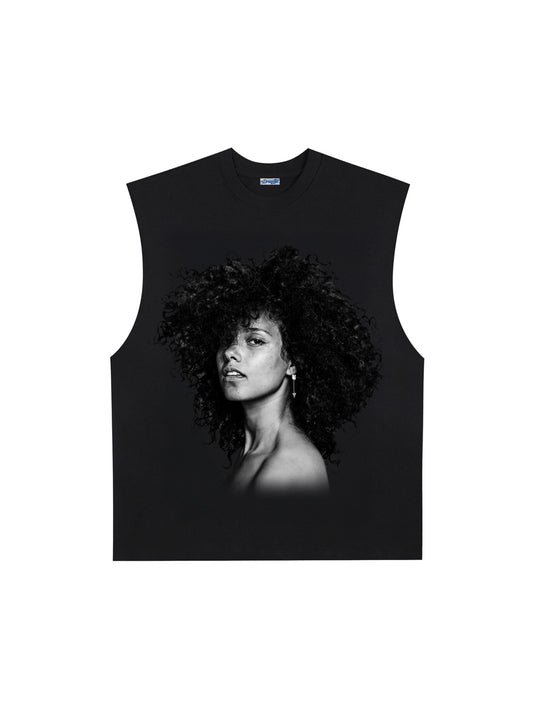 THE DRIZZLED | ALICIA KEYS BLK & WHT TANK TOP