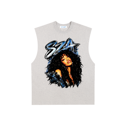 Raw Edge Cotton Tank Top