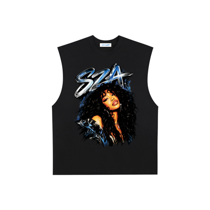 Raw Edge Cotton Tank Top